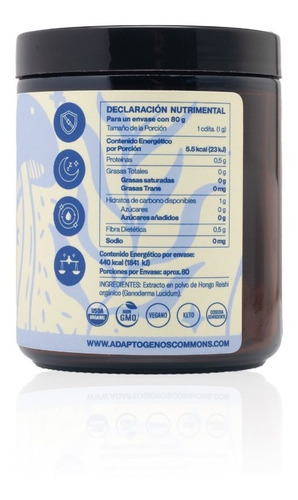 Hongo Adaptógeno Reishi 80g Commons Polvo 100% Orgánico