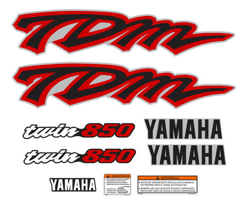 Kit Adesivos Emblemas Yamaha Tdm 850 Prata E Vermelha