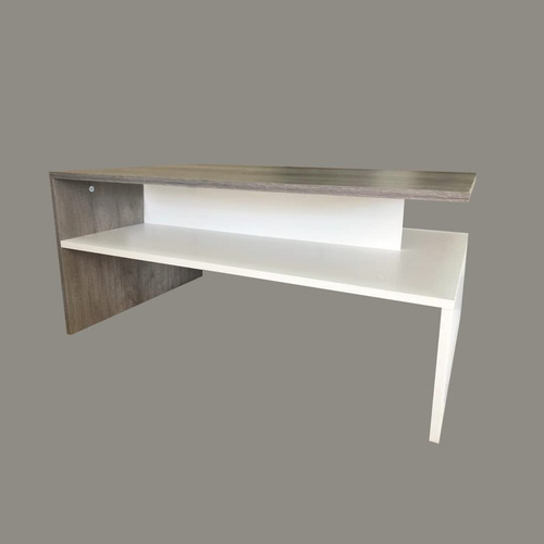 Mesa De Centro Bicolor Minimalista Con Doble Repisa