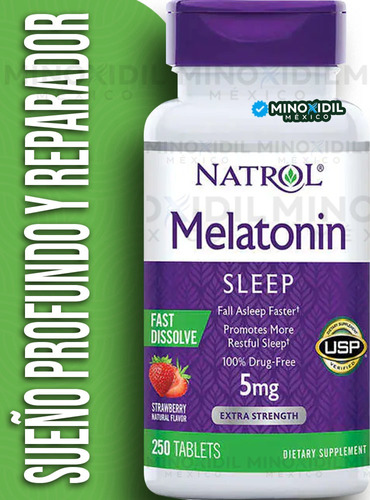 Natrol Melatonina Sleep 5mg 250tabs descanso Profundo Sabor Fresa