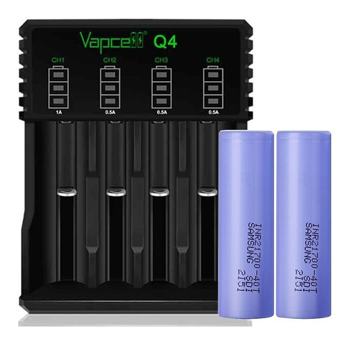 Pack Cargador Vapcell Q4 + 2 Baterias 21700 Smg + Regalos