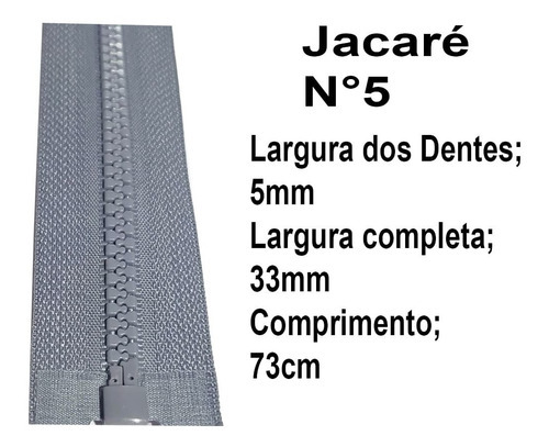 Zíper Para Jaquetas Extra Forte Double Force Cor Cinza claro 73 cod X47