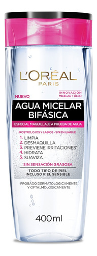 Agua Micelar L´oréal Paris Bifásica Todo Tipo De Piel 400 Ml