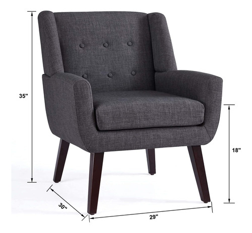Huimo Cómodo Sillón Tapizado De Tela De Lino Con Botones