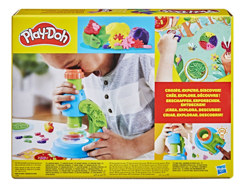 Set De Masas Play Doh Microscopio Luminoso Color Azul