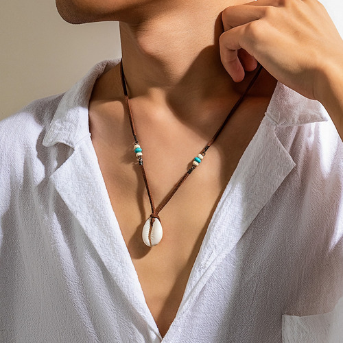 Gargantilla Con Colgante De Concha Étnica Para Hombre, Joyer