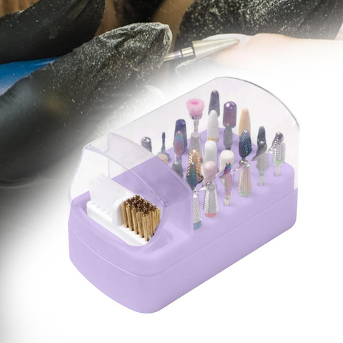 Soporte Para Brocas De Uñas 2 En 1, Estuche Para Violeta