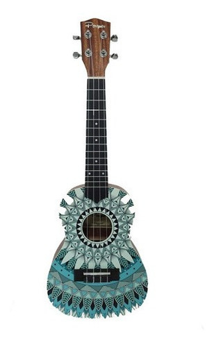 Ukelele Concierto Parquer Diseño Azteca Abeto Funda Color Marrón