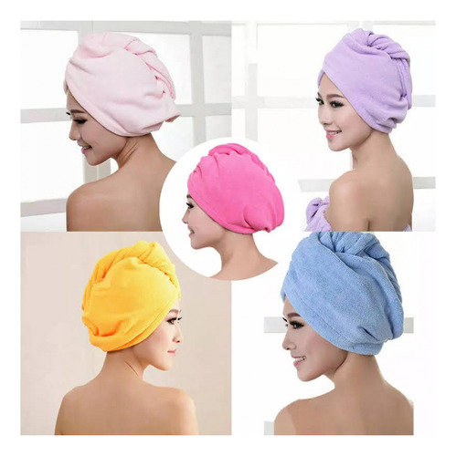 Pack X3 Gorro Toalla Microfibra Ducha Cabello Para Secar