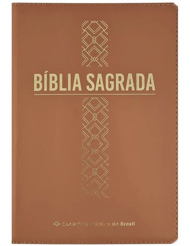 Livro Bíblia Linha Ouro - Cruz, Letra Grande, Capa Preta, Ín