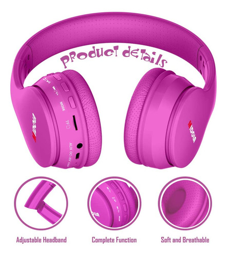 Audífonos Bluetooth Midola | Aux De 3,5 Mm | Rosa/rojo