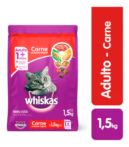 Alimento Seco Para Gato Adulto Carne Whiskas 1.5 Kg