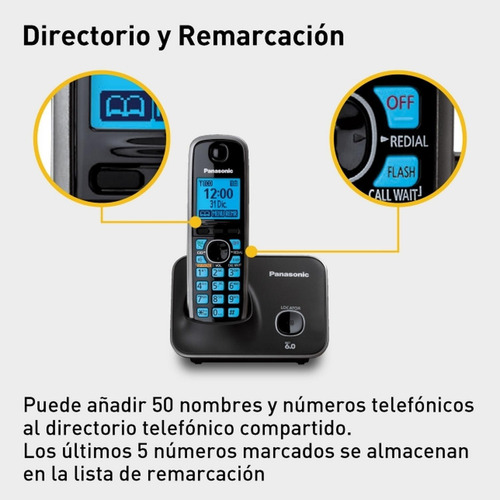 Teléfono Inalámbrico 2 Auriculares Kx-tg4112meb Color Negro