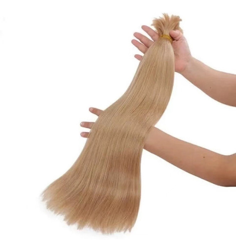 Cabello Humano Liso Natural Trenzado, Cabello Rubio, 35 Cm,