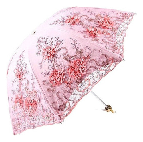 Paraguas De Encaje For Mujer Bordado Con Flores