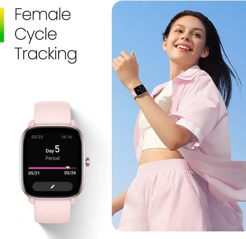 Imagen 7 de 7 de Smartwatch Amazfit GTS 4 Mini 1.65" caja de aleación de aluminio y plástico flamingo pink, malla flamingo pink de silicona
