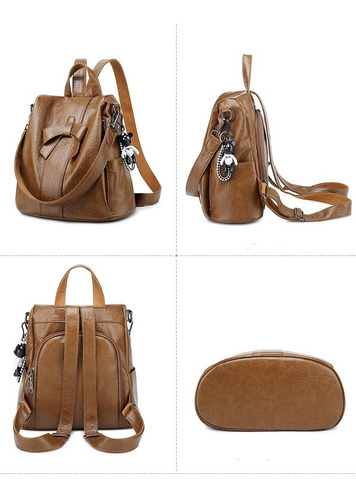 Mochila Bolsa Elegante Arco Antifurto Alto Qualidade Cor Marrom