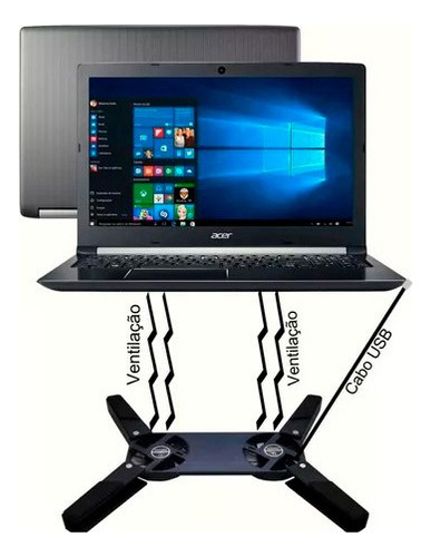Suporte Base Notebook Com Cooler Usb De Ventilação