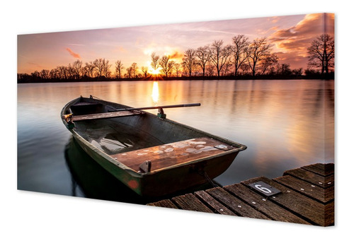 Cuadro Canvas Bastidor Bote En El Lago 30 X 60 Lfda  