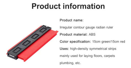 Calibrador Contornos Irregular Rojo (15 Cm)