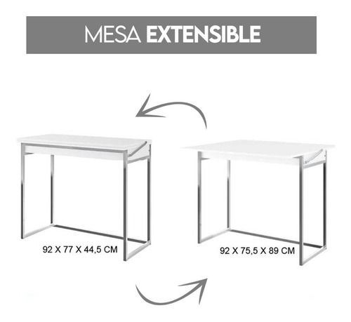 Mesa Extensible + 2 Taburetes Home Design Blanco Cromado