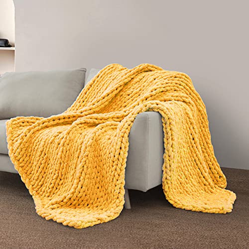 Chunky Knit Throw Blanket, Luxury Soft Chenille Throw B...