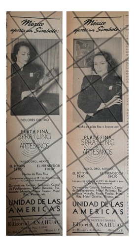2 Publicidades Patriotas Antiguas Dolores Del Rio 1942