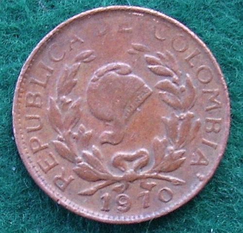 Error ! Moneda Colombia 1 Centavo 1970 Doble Fecha  Die Chip