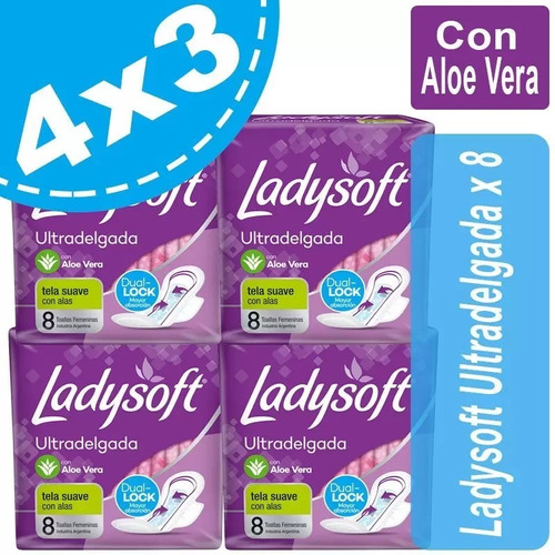Ladysoft Ultradelgada Con Aloe Pack X 32 Unidades (4 X 3)