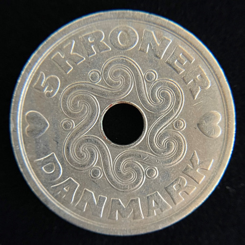 Dinamarca, 5 Kroner, 1990. Margarita Il. Vf+ / Xf-