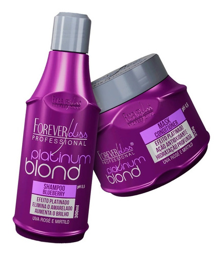 Imagem 1 de 5 de Forever Liss Kit Matizador Platinum Blond - Shampoo + Mask