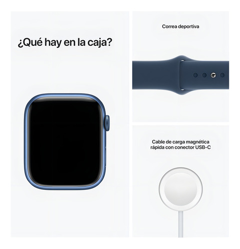 Apple Watch (GPS) Series 7 tela de 1.772" com pulseira de fluoroelastómero cor azul-abissal y caixa color azul - Excelente (Recondicionado)