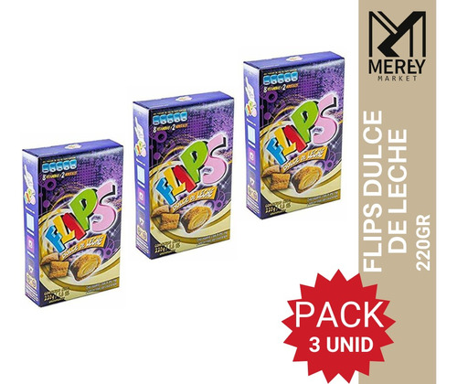 Flips De Dulce De Leche 220gr (pack X3). Mereymarket