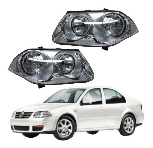 Par Faros Volskwagen Jetta Clasico 2008 - 2015 Fondo Cromado