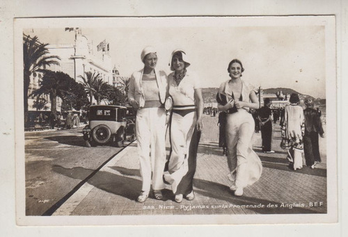 Francia Años 20 Postal Mujeres Ropas Vintage Costa De Niza