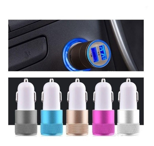 Imagen 3 de 6 de Cargador Doble Usb Auto 12v Camioneta Carga Rap-lent Dorado