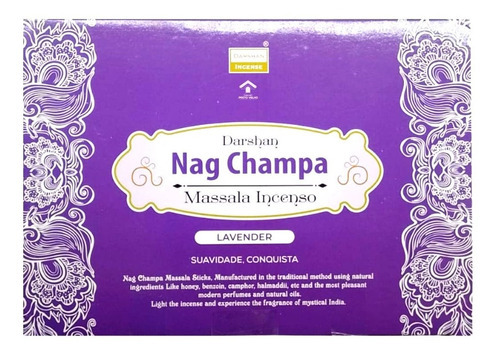 Incenso Darshan Nag Champa Lavender - Lavanda Cx.25un.15g.
