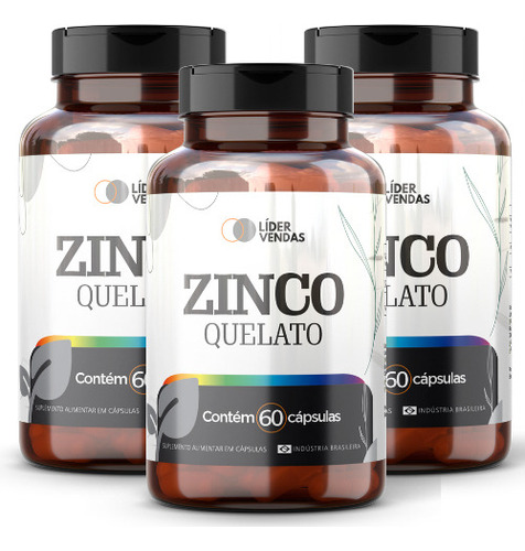 Zinco Quelato - 60 Cáps Kit Com 3 Potes