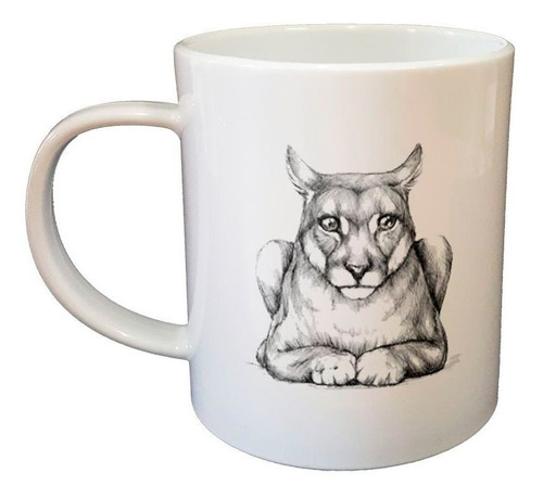 Taza De Plastico Puma Dibujo Lapiz Art