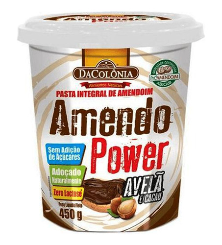 Pasta De Amendoim Zero Açúcar Integral Avelã E Cacau 450g