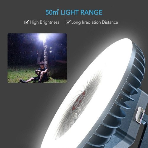 . Mini Ventilador Portátil For Acampar Con Linterna Led