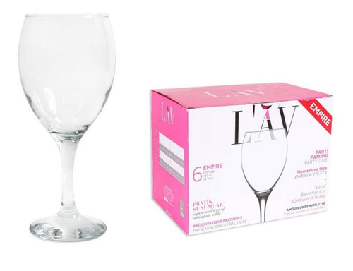 Copas Vidrio Para Vino Agua 455ml Lav Empire Pack X6 Color No Aplica