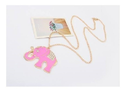 Dije Grande Con Cadena Elefante Con Strass Fantasia