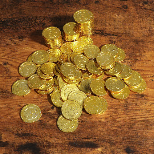 Moneda Pirata De Plástico Dorado De 100 Piezas