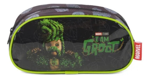 Estojo Escolar Gardiões Da Galaxia Groot Porta Lápis Simples Cor Preto/Verde Guardiões Da Galaxia Groot