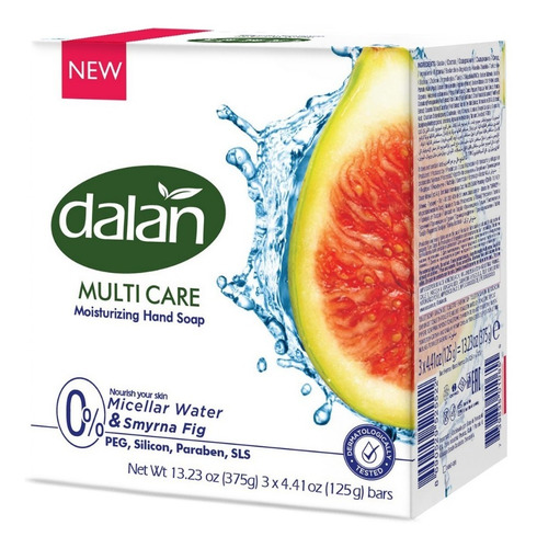 Imagen 2 de 2 de Jabón Barra Dalan Micelar Higo Esmirna 3 Pack 125gr 24paq
