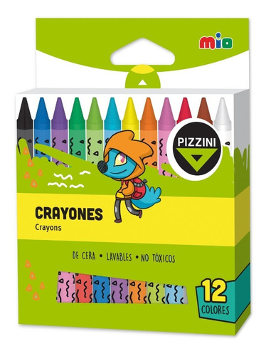 Crayones Pizzini De Cera Escolares Lavables Caja X12