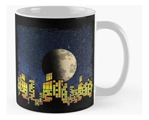 Taza X4 Una Ciudad De Noche Con Una Hermosa Luna Llena. Cali