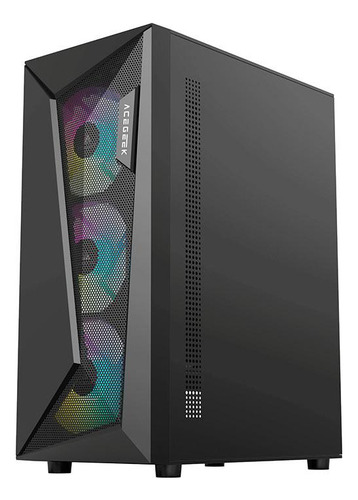 Gabinete Gamer Acegeek Atlas R338, Rainbow, Mid-Tower, Lateral de Vidro, Com 4 Fans, Preto