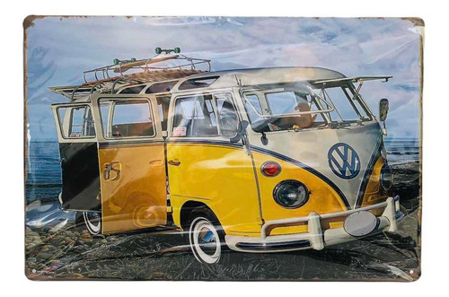 Cartel / Placa Metálica Adorno Vintage - Van Volkswagen